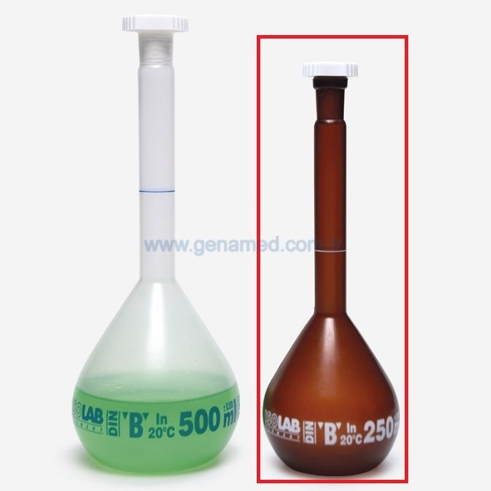 ISOLAB 014.13.025 balon joje - P.P - amber - B kalite - beyaz skala - 25 ml - NS 10/19 1 adet = 1 adet