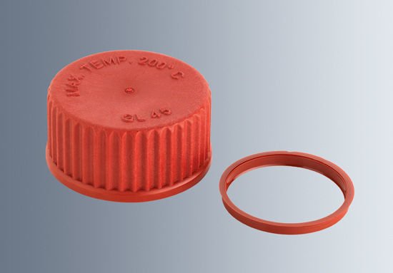 Marienfeld 5440122 Otoklavlanabilir Cam Şişeler için Kırmızı Halka, Teflon, GL 45  Ambalaj Miktarı: 5 Ad.