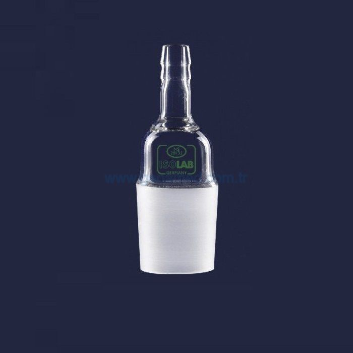 ISOLAB 065.22.014 adaptör - nozül - düz - musluksuz - çap 8 mm - erkek şilif: NS 14/23    1 adet = 1 adet