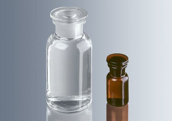 Marienfeld 3652006 Cam Çözelti Şişesi, Şilif Cam Kapaklı, Dar Boyunlu, Şeffaf, Yuvarlak, 250 ml  Ambalaj Miktarı: 1 Ad.