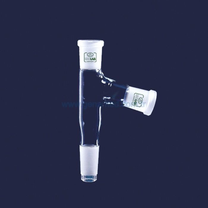 ISOLAB 065.18.002 adaptör - çoklu - 2 boyunlu - aşağı açılı - dişi şilif & erkek şilif : NS 19/26 - aşağı açılı dişi şilif : NS 19/26    1 adet = 1 adet
