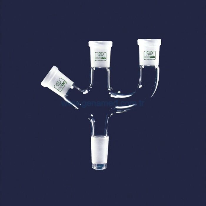 ISOLAB 065.44.001 adaptör - çoklu - 3 boyunlu - açılı & paralel - dişi şilif : NS 14/23 - erkek şilif : NS 14/23 - açılı şilifler : NS 14/23 ve NS 14/23    1 adet = 1 adet
