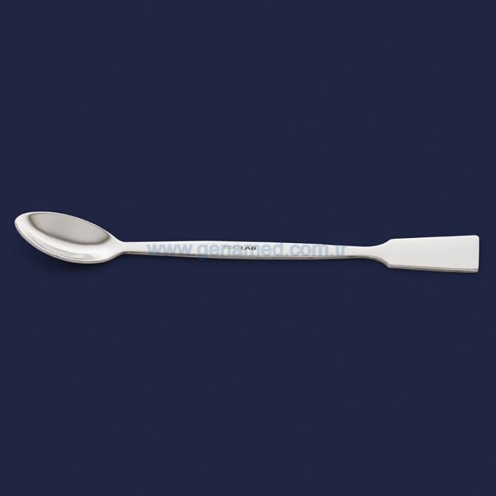 ISOLAB 047.01.180 spatül - paslanmaz çelik - makro kaşıklı - 180 mm    1 adet = 1 adet