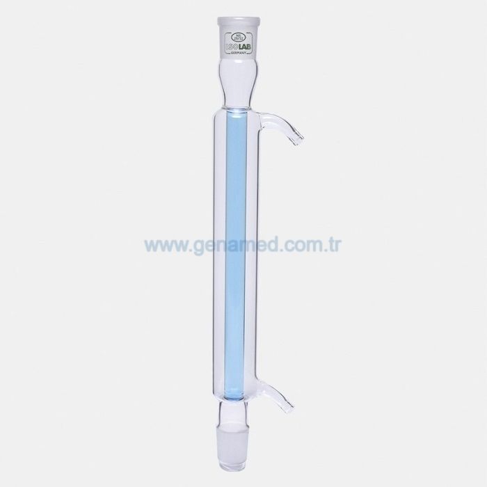 ISOLAB 033.11.252 soğutucu - liebig - 250 mm - dişi şilif : NS 24/29 - erkek şilif : NS 24/29 - cam yan kol    1 adet = 1 adet