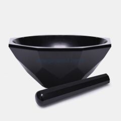 ISOLAB 038.18.150 havan - agat - tokmağı ile - çap 150 mm - standart form - siyah    1 adet = 1 adet