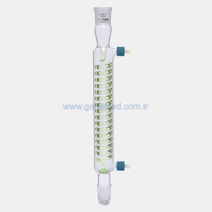 ISOLAB 033.16.160 soğutucu - spiralli - 160 mm - dişi şilif : NS 14/23 - erkek şilif : NS 14/23 - P.P yan kol    1 adet = 1 adet