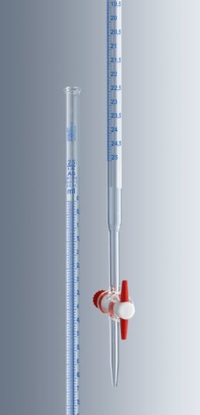 Marienfeld 2422041 Cam Büret, Mohr Modeli, AS Sınıfı, Cam Musluklu, 100:0.2 ml  Ambalaj Miktarı: 2 Ad.