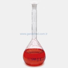 ISOLAB 013.01.901C balon joje - yüzey kaplı - standard - şeffaf - A kalite - grup sertifikalı - mavi skala - 1000 ml - NS 24/29    1 paket = 2 adet
