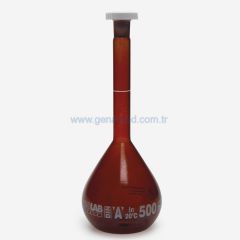 ISOLAB 014.01.025C balon joje - yüzey kaplı - standard - amber - A kalite - grup sertifikalı - beyaz skala - 25 ml - NS 10/19    1 paket = 2 adet