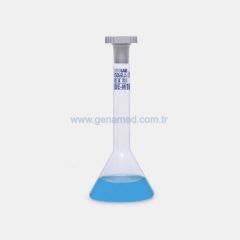 ISOLAB 013.13.005 balon joje - trapezoidal - şeffaf - A kalite - grup sertifikalı - mavi skala - 5 ml - NS 7/16    1 paket = 2 adet