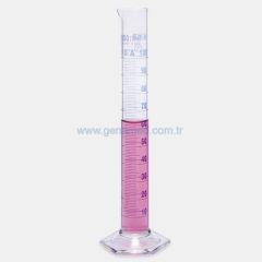 ISOLAB 015.01.250 mezür - uzun form - hexagonal cam tabanlı - A kalite - grup sertifikalı - mavi skala - 250 ml    1 paket = 2 adet