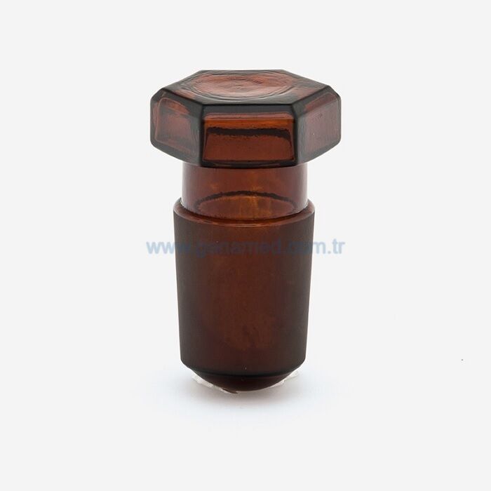 ISOLAB 051.04.004 tıpa - cam - amber - hexagonal kapaklı - NS 19/26    1 adet = 1 adet