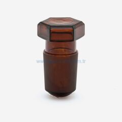 ISOLAB 051.04.004 tıpa - cam - amber - hexagonal kapaklı - NS 19/26    1 adet = 1 adet