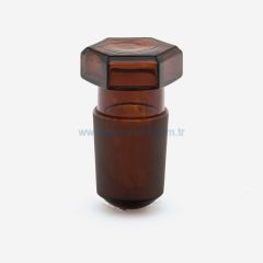 ISOLAB 051.04.007 tıpa - cam - amber - hexagonal kapaklı - NS 34/35    1 adet = 1 adet