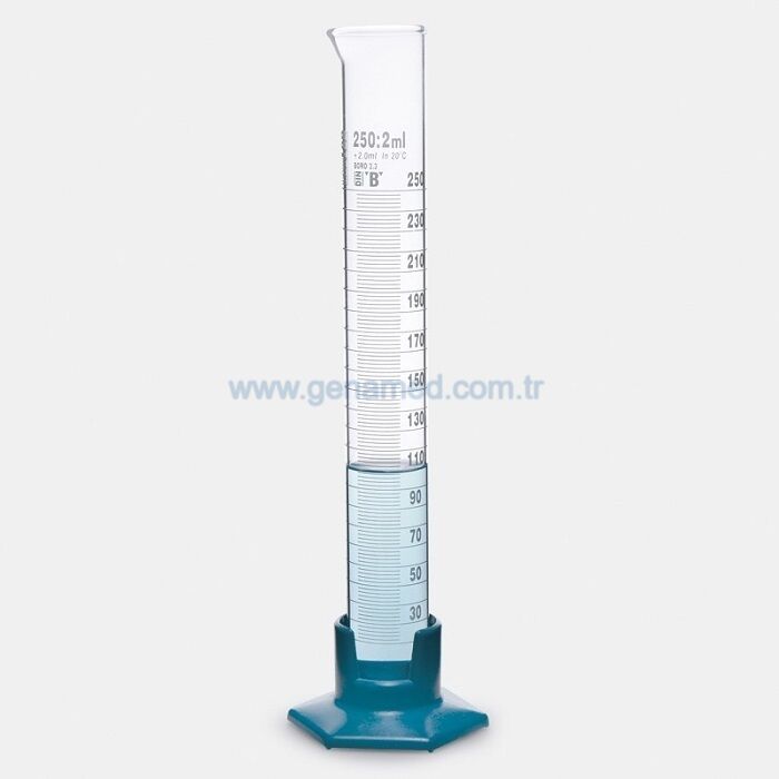 ISOLAB 016.07.500 mezür - uzun form - P.P tabanlı - B kalite - grup sertifikalı - beyaz skala - 500 ml    1 paket = 2 adet