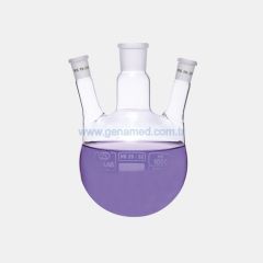 ISOLAB 030.38.901 balon - dibi yuvarlak - 3 boyunlu - yan dişi şilif - merkez boyun : NS 24/29 - yan boyun(lar) : NS 19/26 - 1000 ml    1 adet = 1 adet