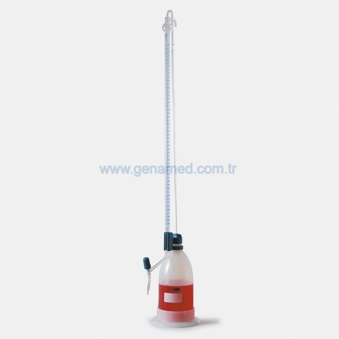 ISOLAB 020.03.010 büret - otomatik - ŞİLLİNG - şeffaf - AS kalite - grup sertifikalı - şelbah çizgili - mavi skala - 10 ml    1 adet = 1 adet