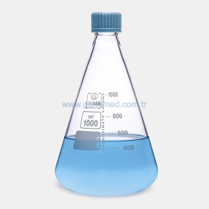 ISOLAB 027.03.500 erlen - cam - vida kapaklı - 500 ml    1 adet = 1 adet