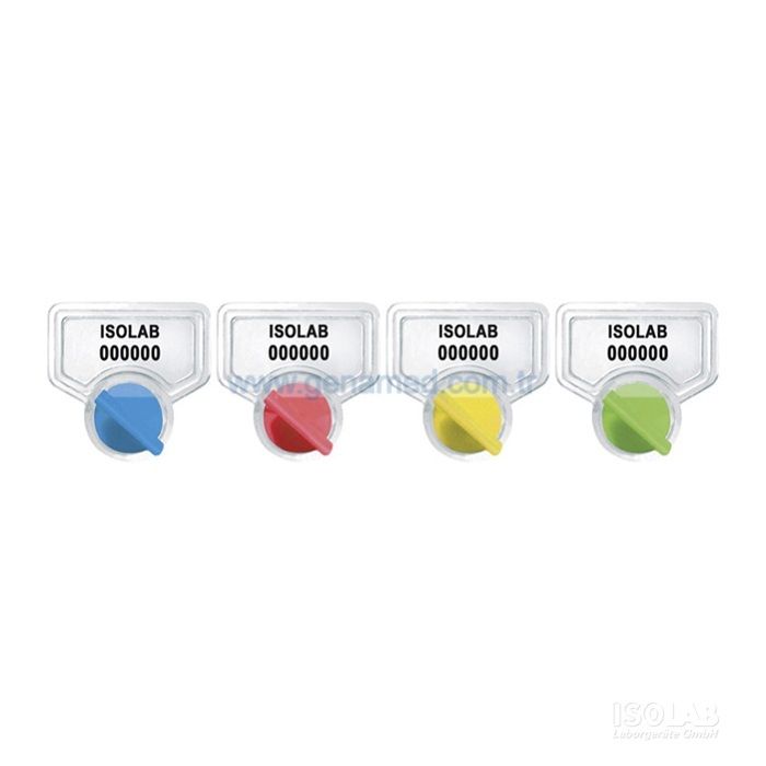 ISOLAB 061.09.0B1 güvenlik mühürü - geniş ağızlı şişeler için - mavi renkli    1 paket = 10 adet