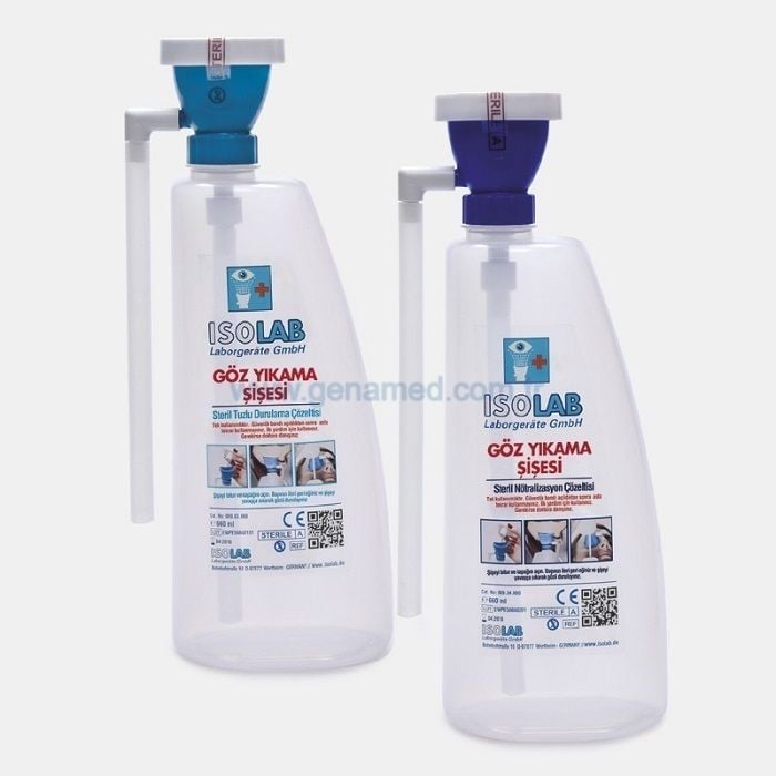 ISOLAB 069.03.T66 göz yıkama şişesi - 660 ml - tuzlu durulama çözeltisi    1 adet = 1 adet