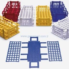 ISOLAB 079.01.002W tüp standı - demonte - P.P - 55 delik - 16 mm tüpler için - beyaz    1 adet = 1 adet