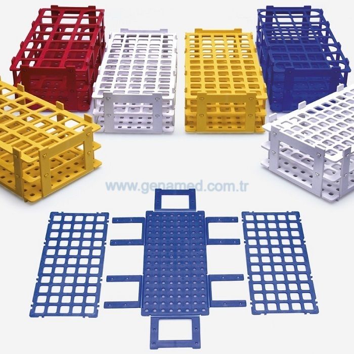ISOLAB 079.01.006O tüp standı - demonte - P.P - 21 delik - 30 mm tüpler için - turuncu    1 adet = 1 adet