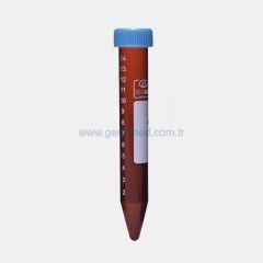 ISOLAB 078.12.001 tüp - santrfüj - amber - P.P - vidalı kapaklı - 15 ml    1 paket = 50 adet