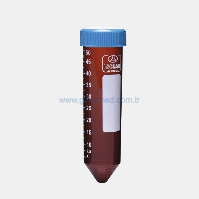 ISOLAB 078.12.003 tüp - santrfüj - amber - P.P - vidalı kapaklı - 50 ml    1 paket = 50 adet