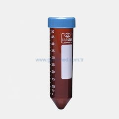 ISOLAB 078.12.003 tüp - santrfüj - amber - P.P - vidalı kapaklı - 50 ml    1 paket = 50 adet