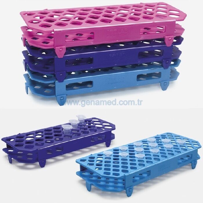 ISOLAB 080.01.005R mikrotüp standı - katlanabilir - 1,5/2,0 ml tüpler için - rubi    1 adet = 1 adet