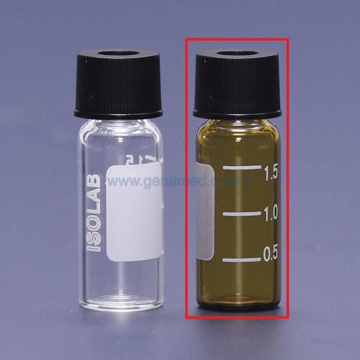 ISOLAB 095.00.002 vial - vida kapak - N8 - 1,5 ml - 11,6 x 32 mm - amber    1 paket = 100 adet