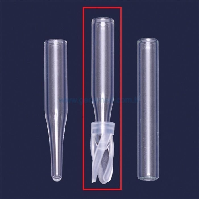 ISOLAB 097.05.107 insert - 0,1 ml - P.P yaylı -dış çap: 5 mm, dış yükseklik: 29,0 mm - N8 vialler için    1 paket = 100 adet