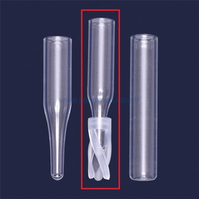 ISOLAB 097.05.111 insert - 0,1 ml - P.P yaylı -dış çap: 5,7 mm, dış yükseklik: 29,0 mm – N9 vialler için    1 paket = 100 adet