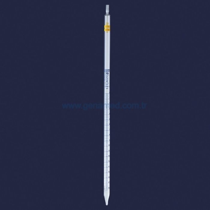 ISOLAB 021.01.005 pipet - cam - dereceli - AS kalite - grup sertifikalı - mavi skala - 5 ml    1 paket = 10 adet