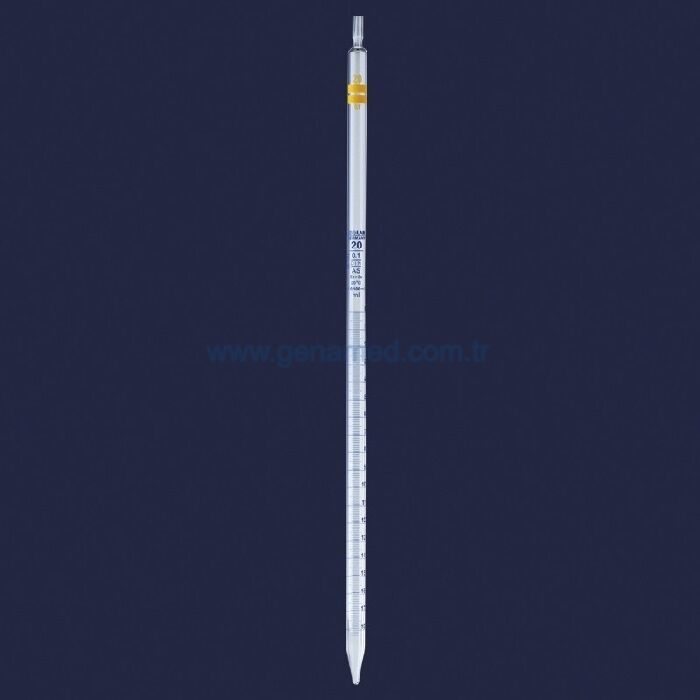 ISOLAB 021.01.025 pipet - cam - dereceli - AS kalite - grup sertifikalı - mavi skala - 25 ml    1 paket = 10 adet
