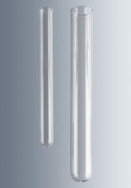 Marienfeld 3702334 Cam Test Tüpü, Soda Lime, Dibi Yuvarlak, Taksimatsız, 12x100 mm, Dudaklı  Ambalaj Miktarı: 100 Ad.